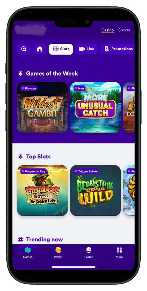 Screenshot showing tk1971 App interface with intuitive menus and game choices